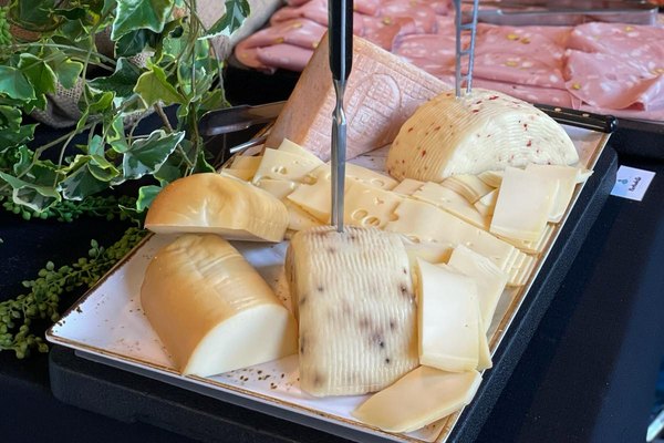 The cheese board and cold cuts from the buffet.