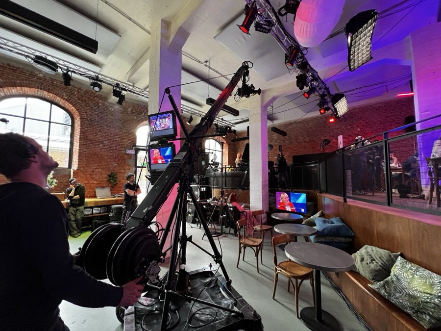 La Fabbrica set up for a television shoot.