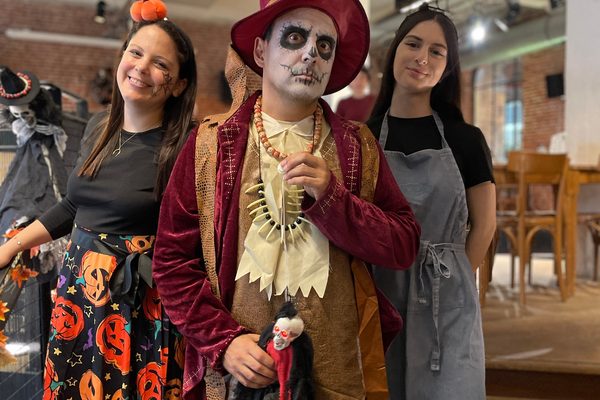 Halloween costumes and face paint at La Fabbrica.